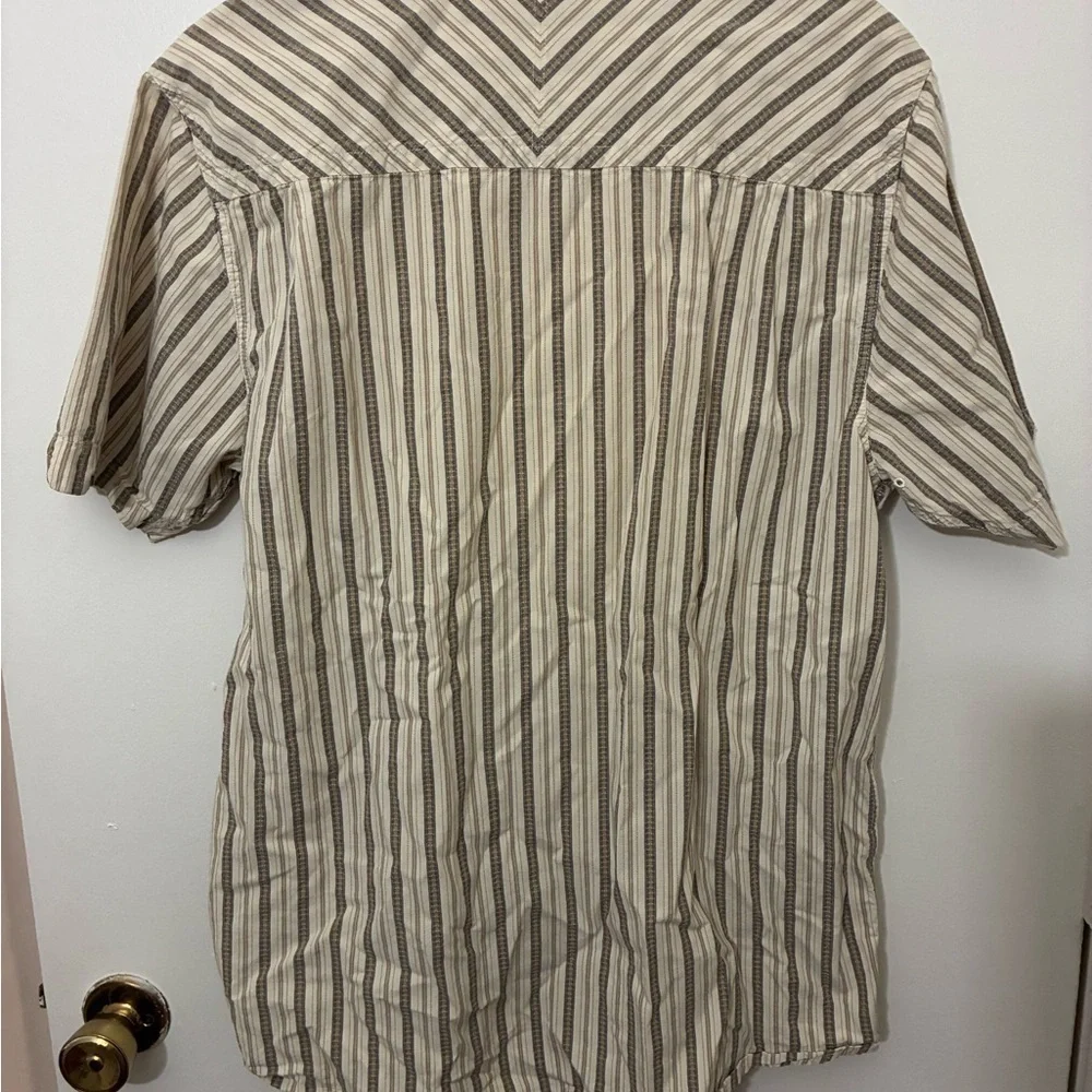 The North Face Beige and Brown Striped Men's Shirt Size L